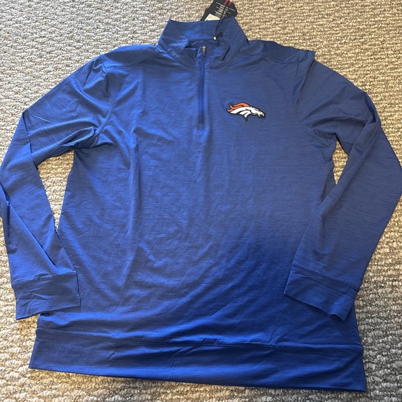 Antigua Other - Antigua Denver Broncos 1/4 Zip Long Sleeve Medium Men's Blue Pullover NWT NFL
